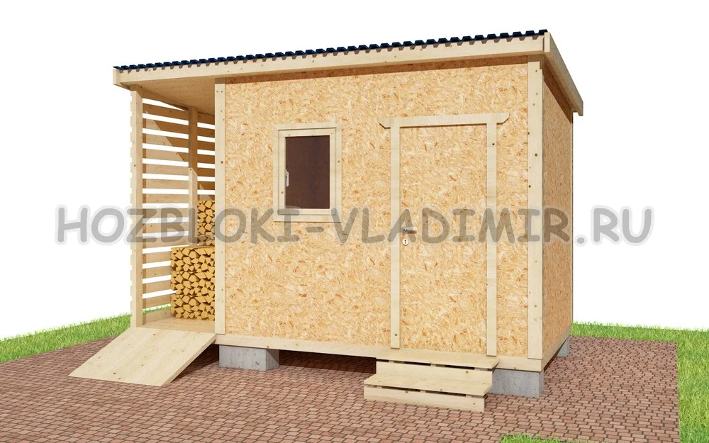 Хозблок 3х2м с дровником ОСП